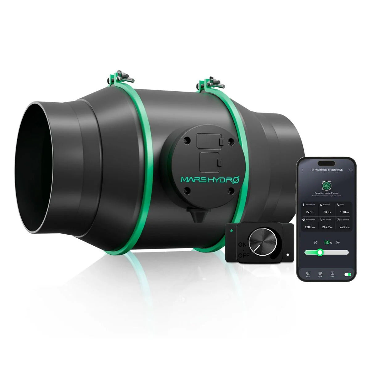 2025 Mars Hydro iFresh 6-Inch Inline Duct Fan – EC Motor, 402CFM Airflow, Smart APP Control Ready