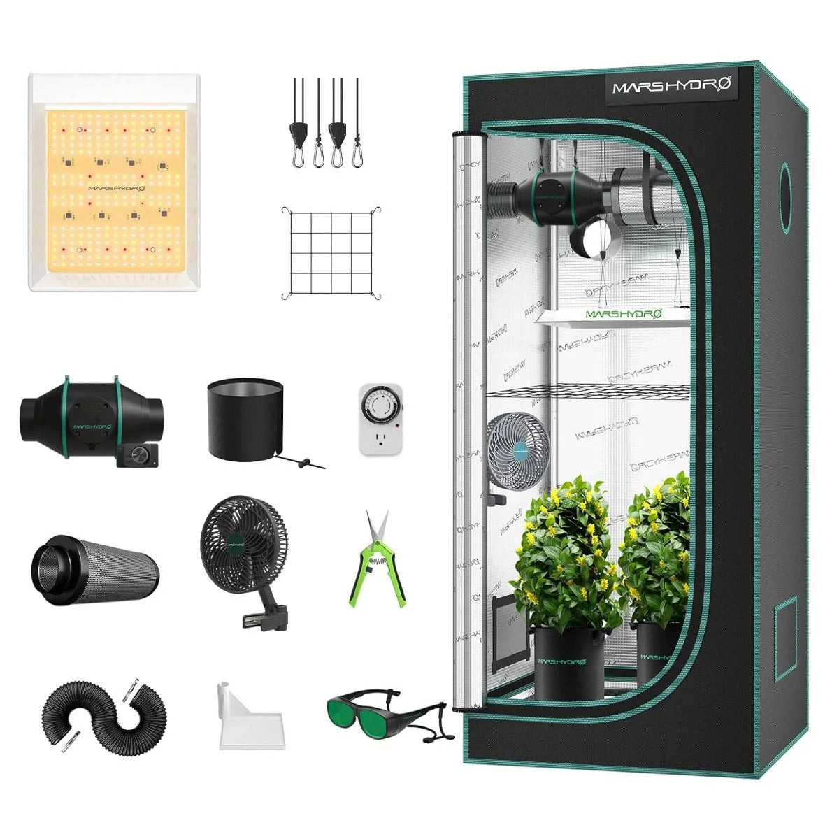 Mars Hydro TS 600 LED Grow Light + 2'×2'×4.5' Complete Indoor Grow Tent Kit (Beginner Bundle)