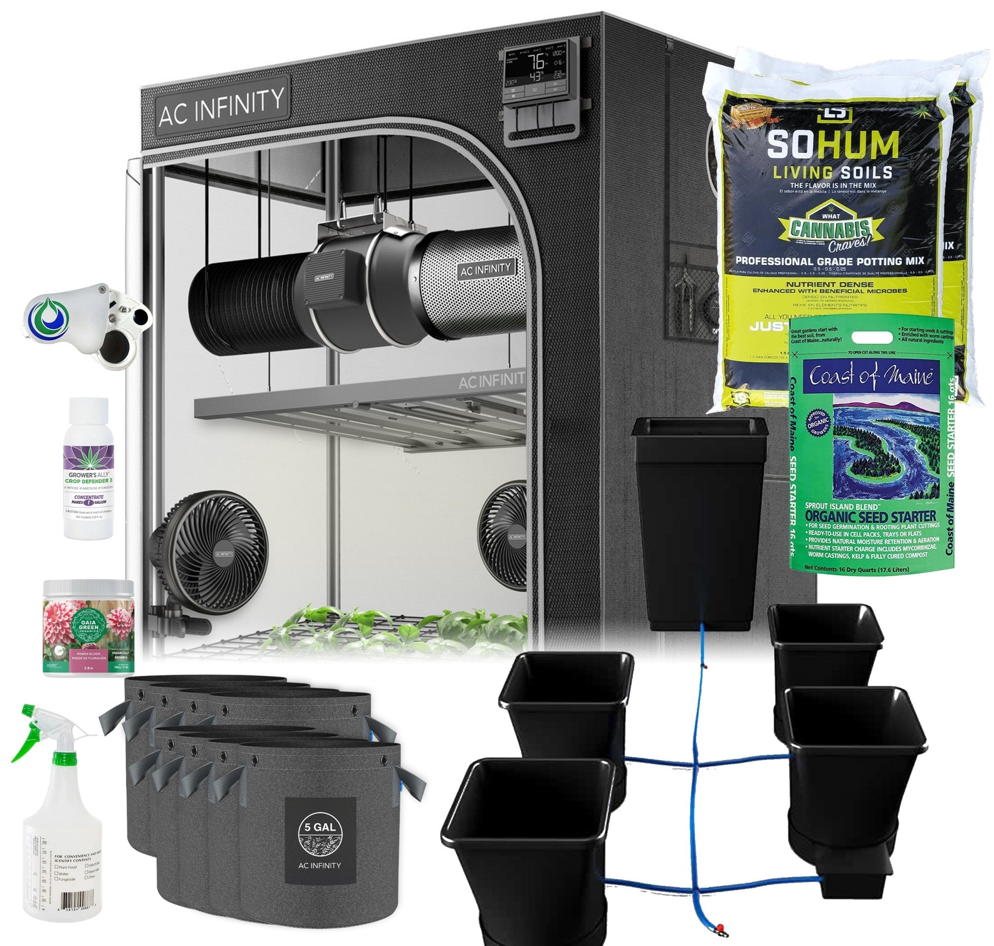 Happy Hydro Automated Grow Tent Kit 6-Plant 5’ x 5’ x 6’8