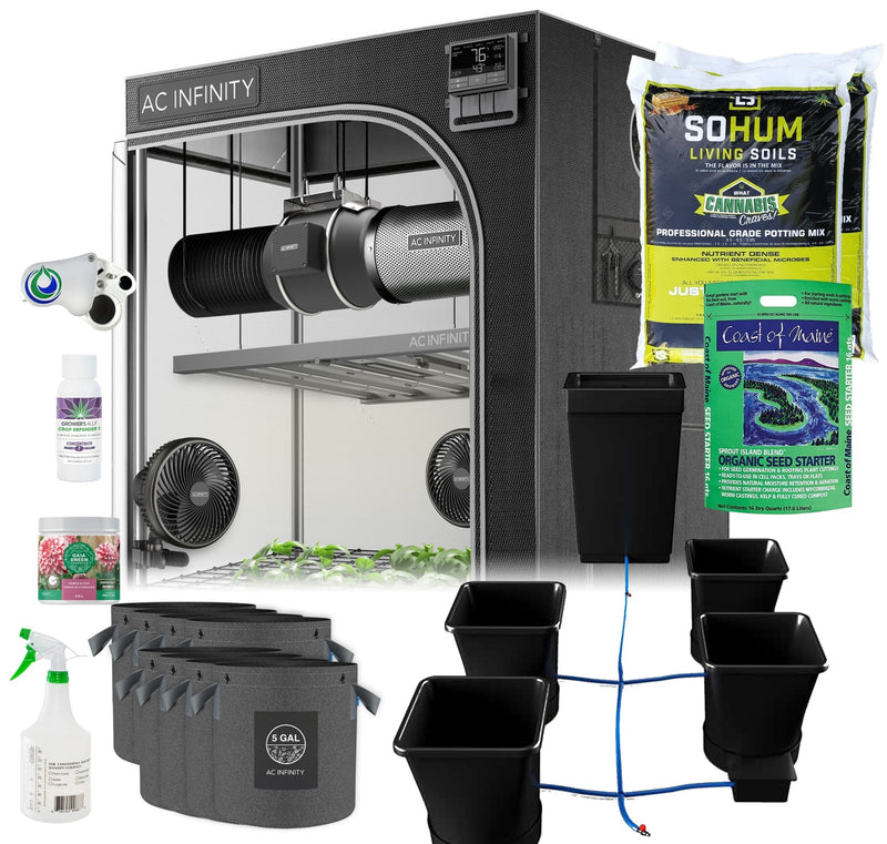 Happy Hydro Automated Grow Tent Kit 6-Plant 5’ x 5’ x 6’8" - AC Infinity - Happy Hydro