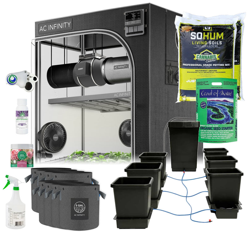 Happy Hydro Automated Grow Tent Kit 6-Plant 5’ x 5’ x 6’8" - AC Infinity - Happy Hydro