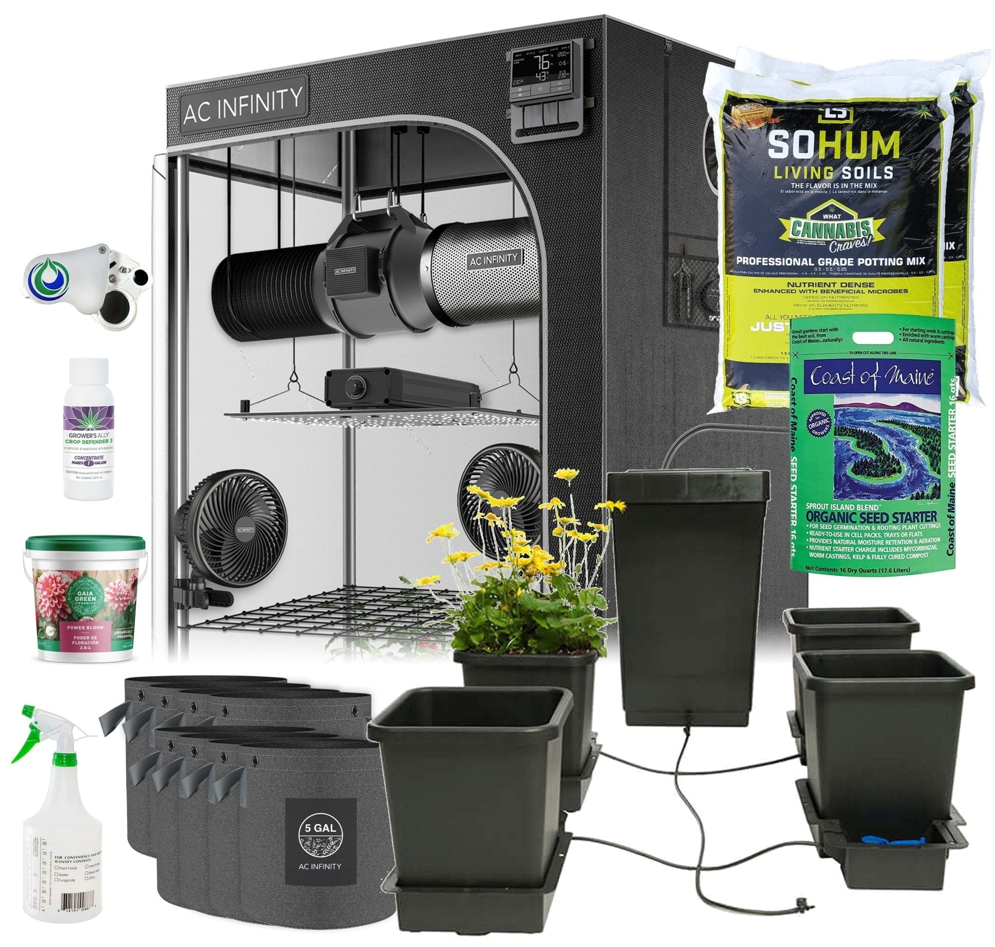 Happy Hydro Grow Tent Kit with AutoPots, 4-Plant, 4’ x 4’ x 6’8