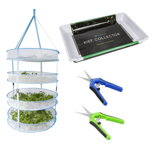 Happy Hydro Trimming & Drying Kit 4-Tier Drying Rack Bundle Trimming Scissors - Happy Hydro Accessories - Happy Hydro