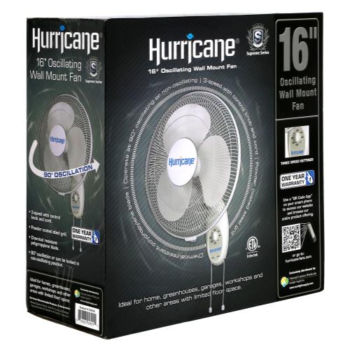 Hurricane Supreme Oscillating Wall Mount Fan 16 in  - Hurricane - Happy Hydro