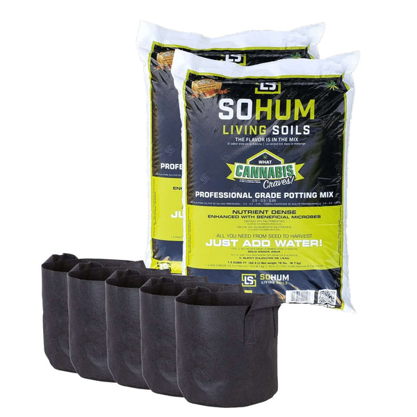 Sohum Living Soil (2 Bags x1.5CF) & 5-Gallon Fabric Pots (5) - Sohum - Happy Hydro