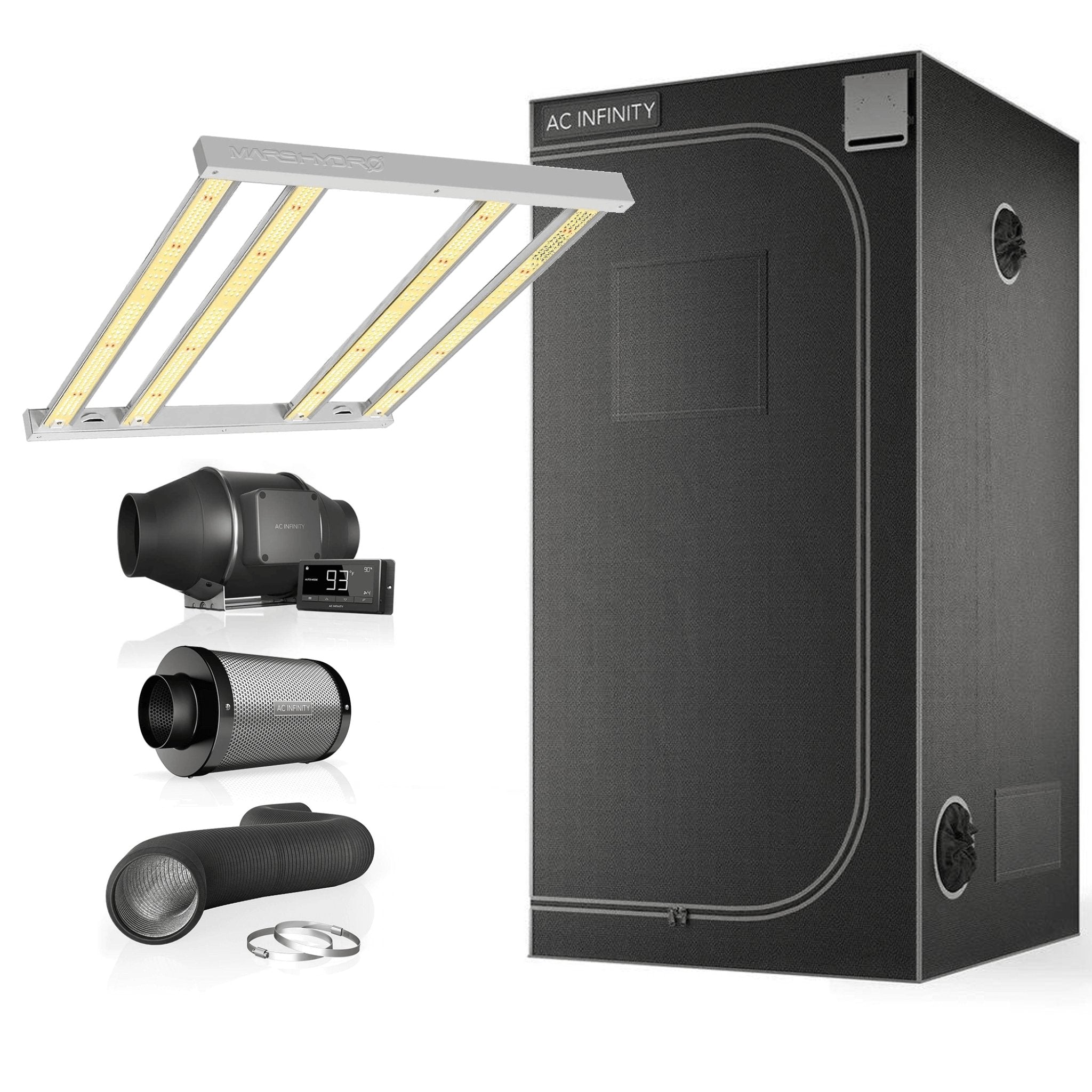 The Essentials' Grow Kit Mars FC 3000 LED Light AC Infinity Tent &  Ventilation 3' x 3' - Happy Hydro
