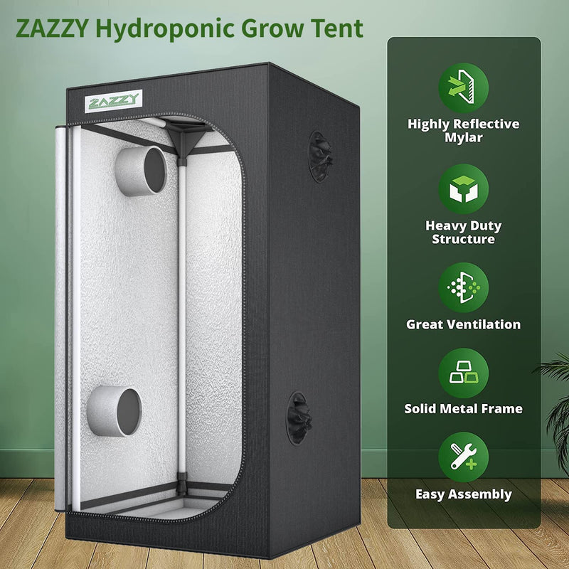 Zazzy 5x5 Grow Tent, 60"x60"x78" Dark Room - Zazzy - Happy Hydro
