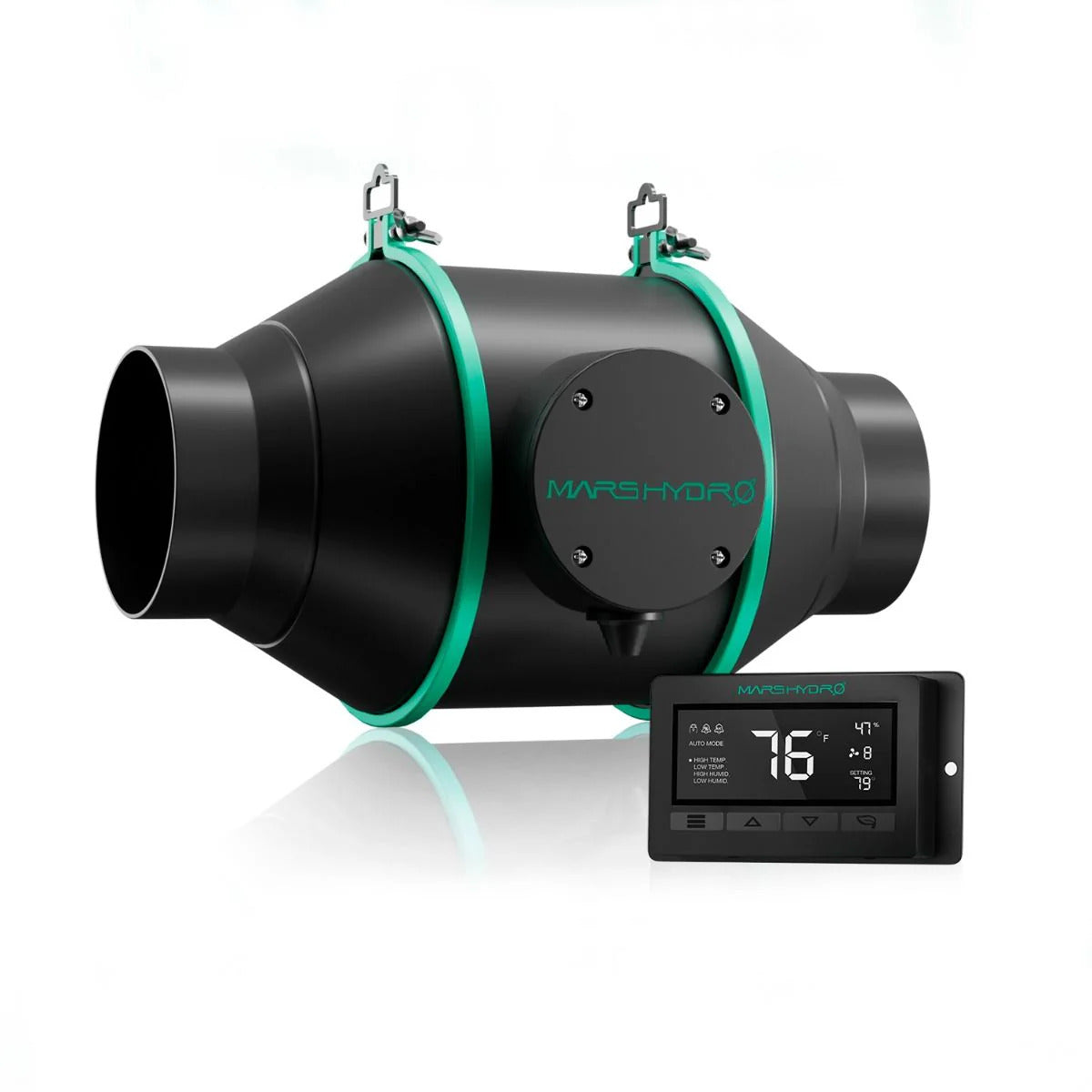 Mars Hydro 4-Inch Inline Duct Fan with Digital Thermostat Controller – 205CFM EC Motor Ventilation System