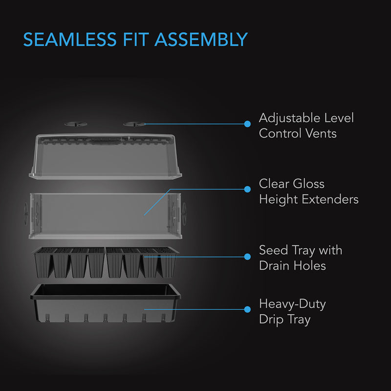 AC Infinity Propagation Kit w/ Humidity Dome and Height Extension, 6x12 Cell Tray