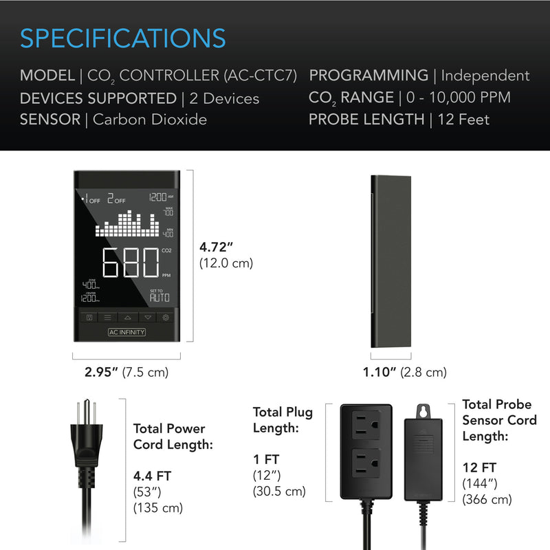 AC Infinity CO2 Controller, Smart Outlet and Monitor for CO2 Regulators and Inline Fans