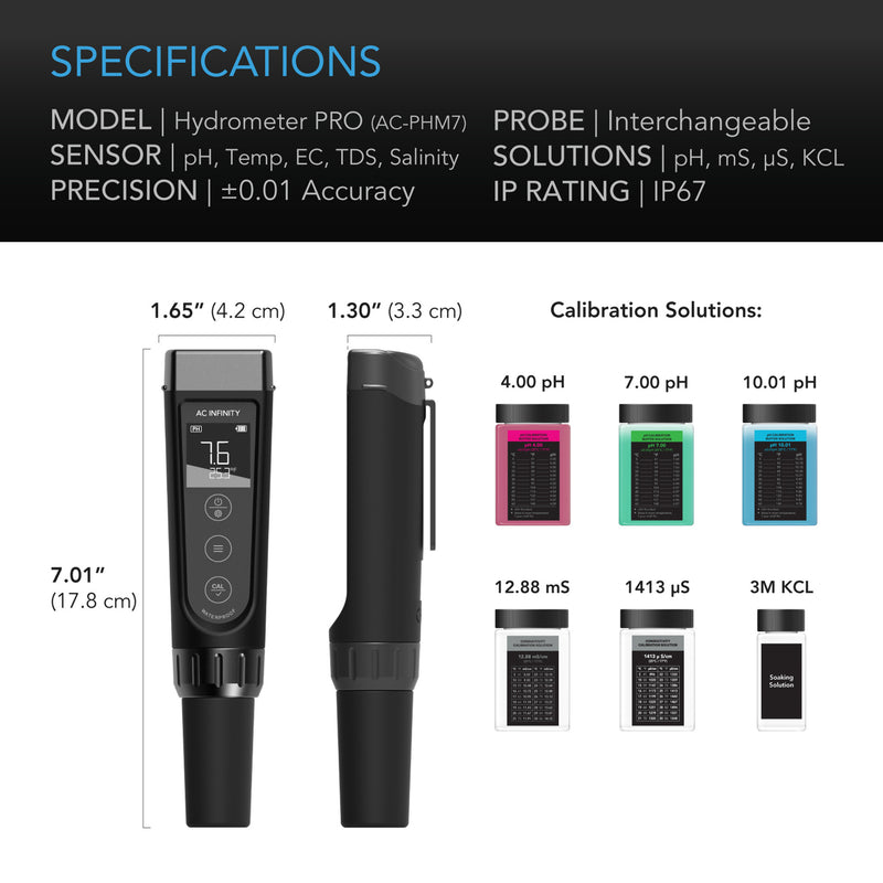 AC Infinity pH/TDS Meter PRO Kit, Interchangeable Probe