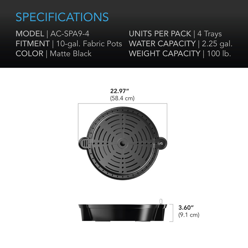 AC Infinity XL Self Watering Pot Bases, 4 Pack
