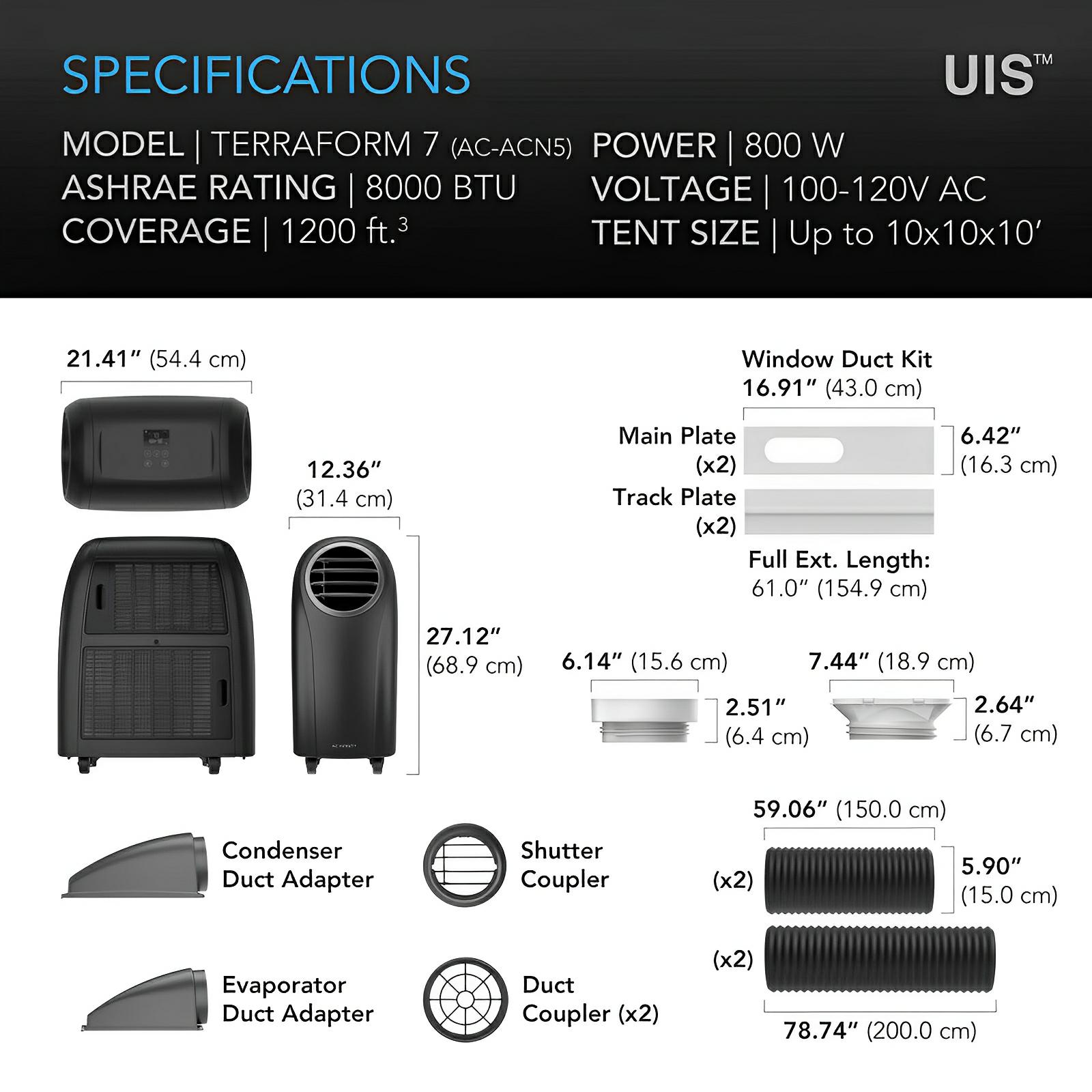 PRE-ORDER: AC Infinity TERRAFORM 7, All-in-1 Air Conditioner/Heater/Dehumidifier/Exhaust for Grow Tents