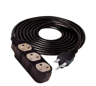 3 Outlet Power Strip / Heavy Duty Extension Cord 240V 12' - HydroFarm - Happy Hydro