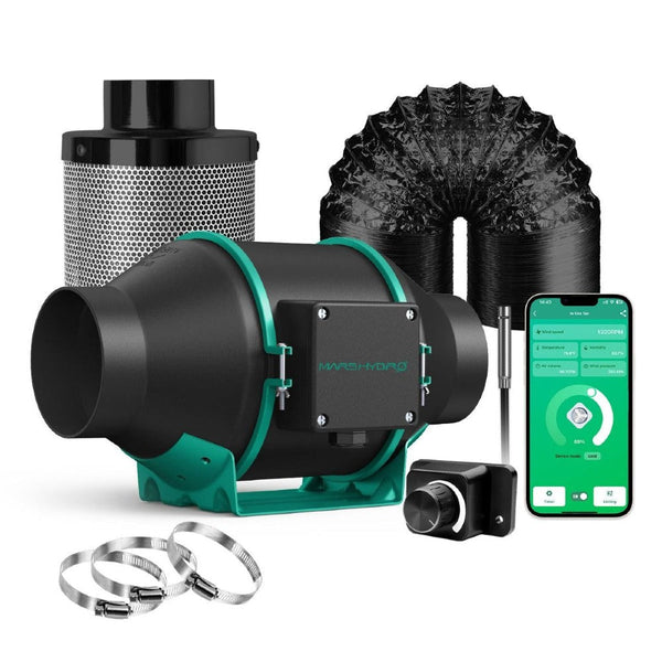 Mars Hydro iFresh 4-Inch Smart Inline Duct Fan and Carbon Filter Combo