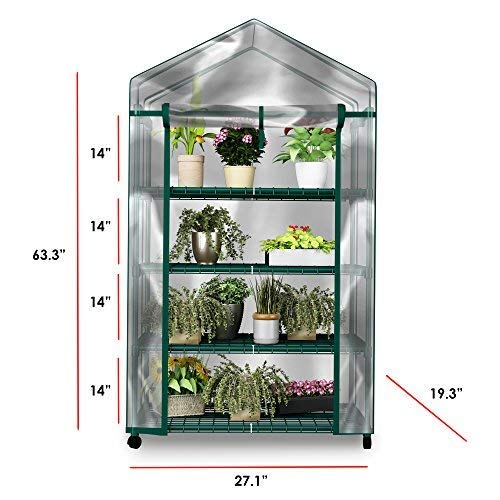 Mini Greenhouse 4-Tier Indoor Outdoor Sturdy Portable Shelves