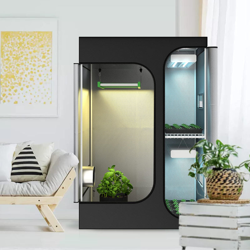 TopoGrow 2-in-1 36"X24"X53" Grow Tent Indoor Reflective Diamond Mylar Growing Tents Room House for Plant Propagation, Veg and Flower with Removable Floor Tray Exhaust Vents Hydroponic Growing System 36"X24"X53"