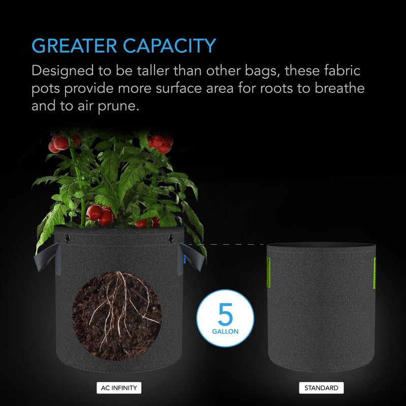 AC Infinity Heavy Duty Fabric Pots, 5 Pack - AC Infinity - Happy Hydro