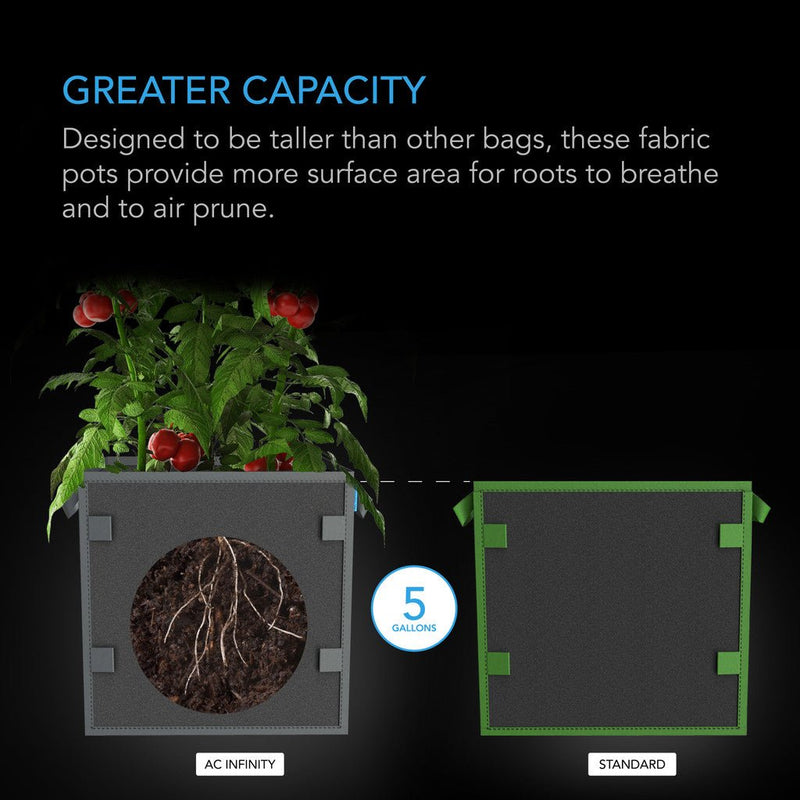 AC Infinity Square Fabric Pots, 5 Pack - AC Infinity - Happy Hydro
