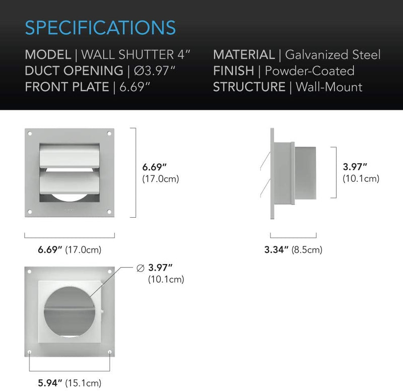 AC Infinity Duct Fan Shutter, 4 Inch - AC Infinity - Happy Hydro