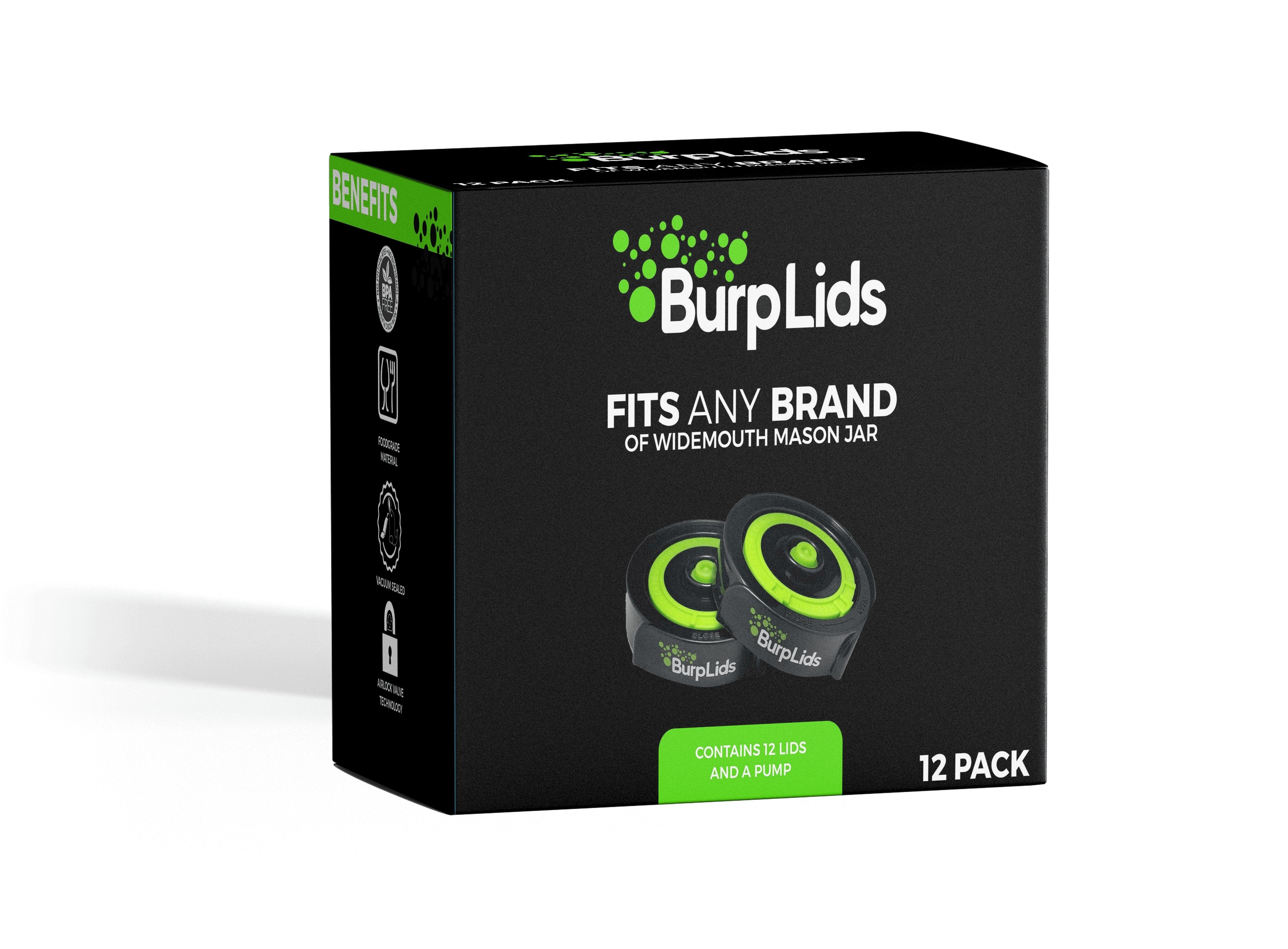 Burp Lids 12 Pack Fits Wide Mouth Mason Jars Happy Hydro