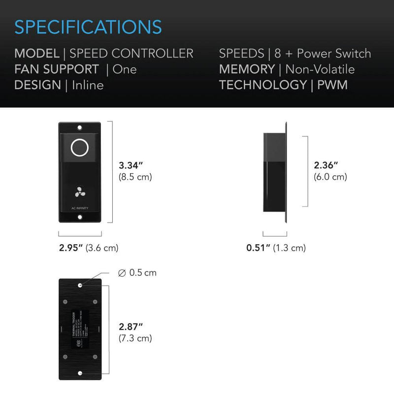 Cloudline S12AC Infinity Fan with Speed Controller - AC Infinity - Happy Hydro