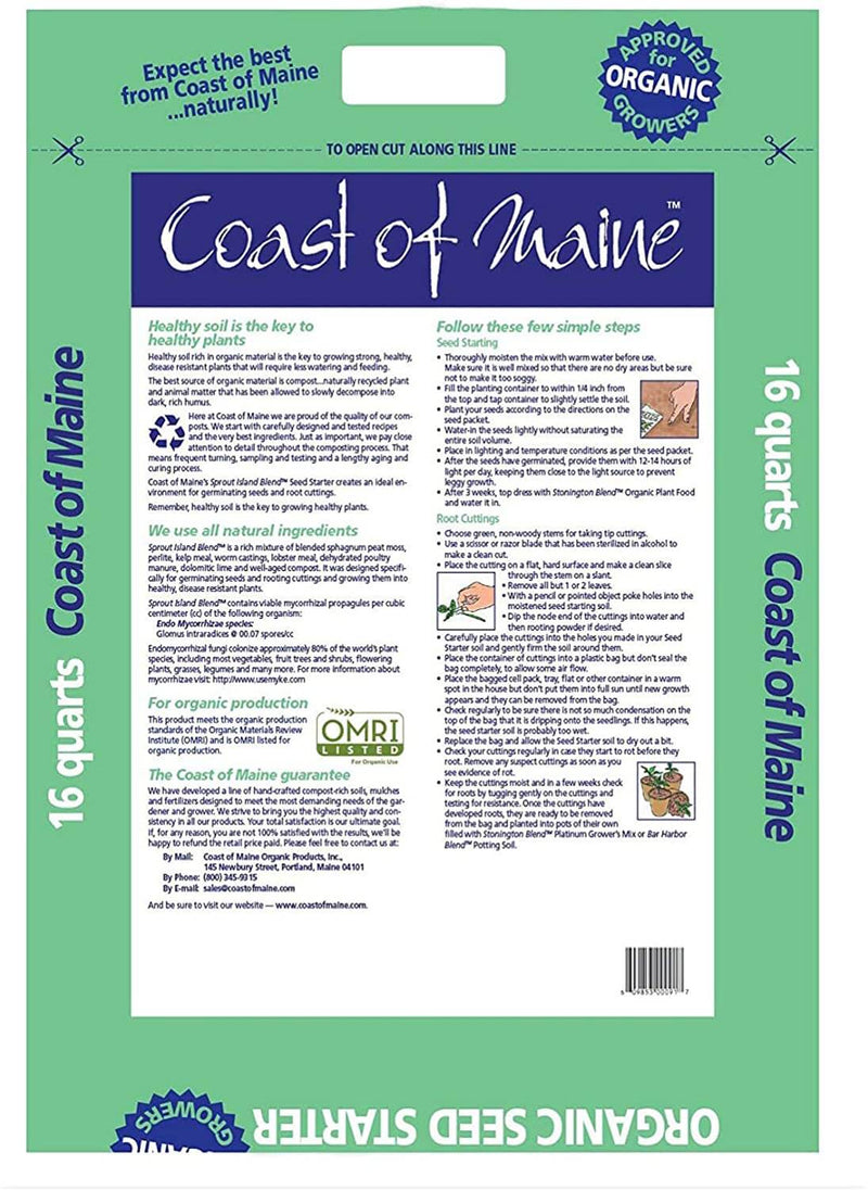 Coast of Maine Organic Seed Starter Soil 16 Quart Bag - Coast of Maine - Happy Hydro