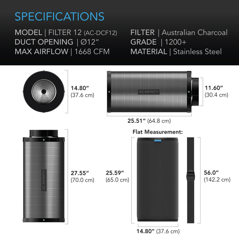 AC Infinity Carbon Filter 12 Inch - AC Infinity - Happy Hydro