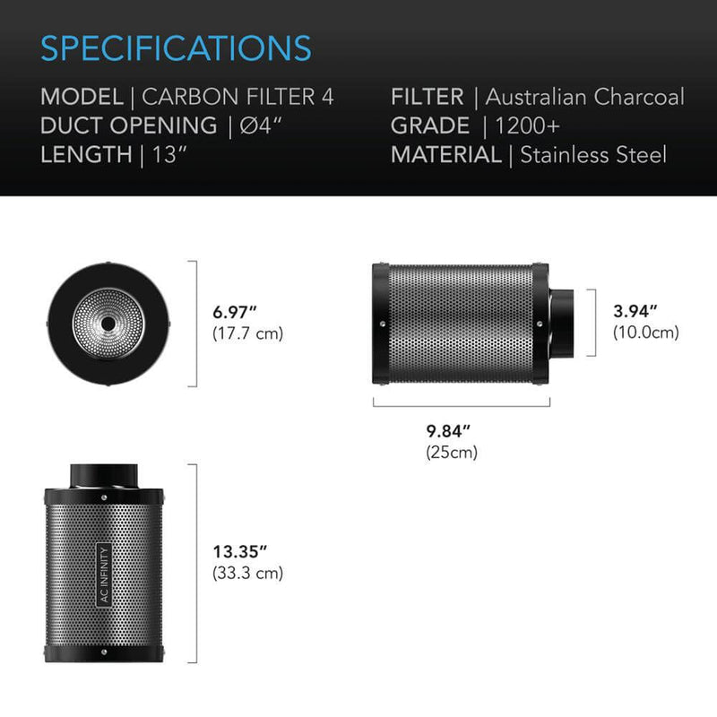 AC Infinity Carbon Filter 4 Inch - AC Infinity - Happy Hydro