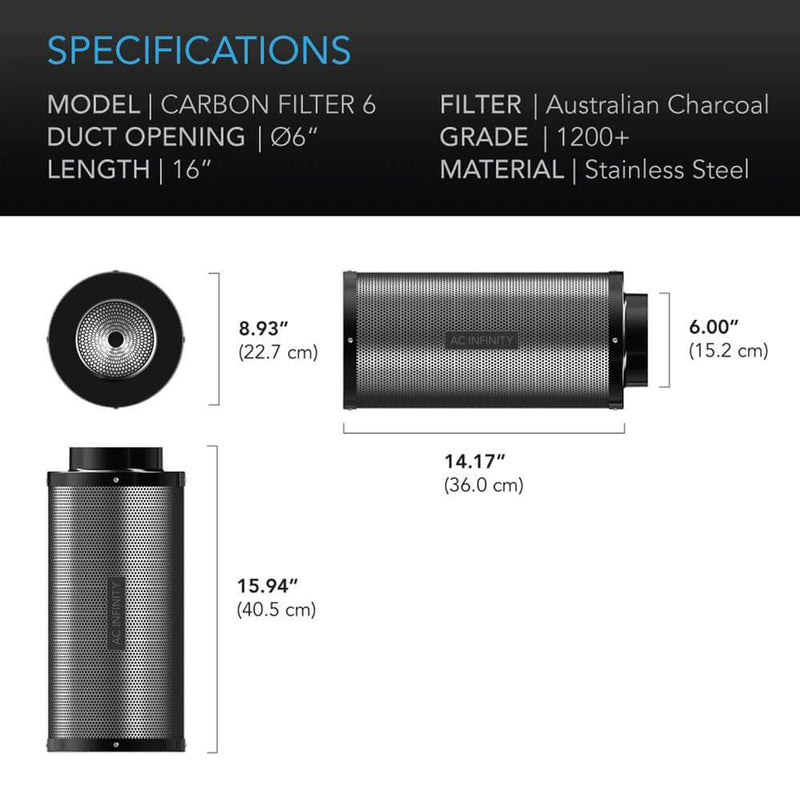 AC Infinity Carbon Filter 6 Inch - AC Infinity - Happy Hydro