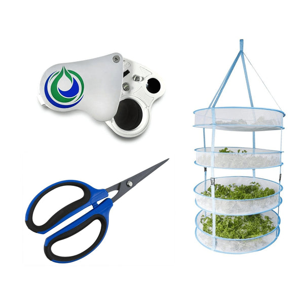 Happy Hydro 4-Tier Drying Rack Bundle Trimming Scissors 30x/60x LED Loupe - Happy Hydro Accessories - Happy Hydro