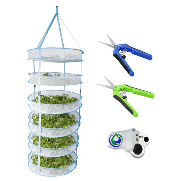 Happy Hydro Trimming & Drying Kit 6-Tier Drying Rack Bundle Trimming Scissors LED Loupe - Happy Hydro Accessories - Happy Hydro