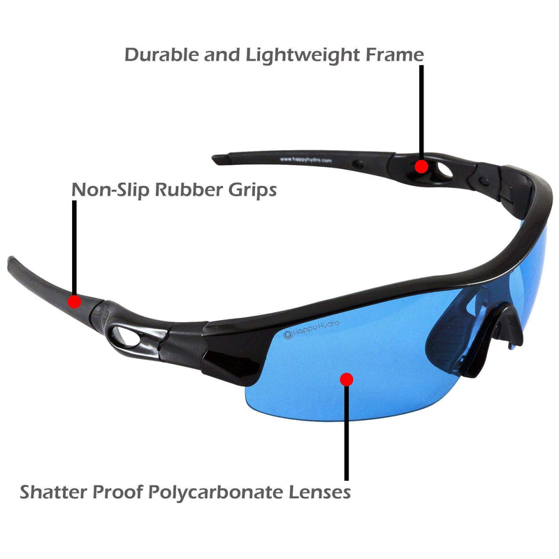 HPS Grow Room Glasses UV Blocking Wrap-Around Style with Microfiber Case - Happy Hydro Accessories - Happy Hydro