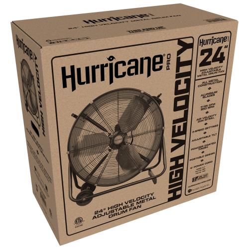 Hurricane Pro Heavy Duty Adjustable Tilt Drum Fan 24 in - Hurricane - Happy Hydro