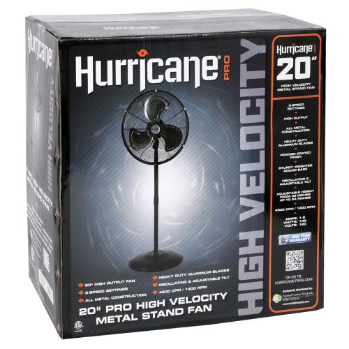 Hurricane Pro High-Velocity Oscillating Metal Stand Fan 20 in - Hurricane - Happy Hydro