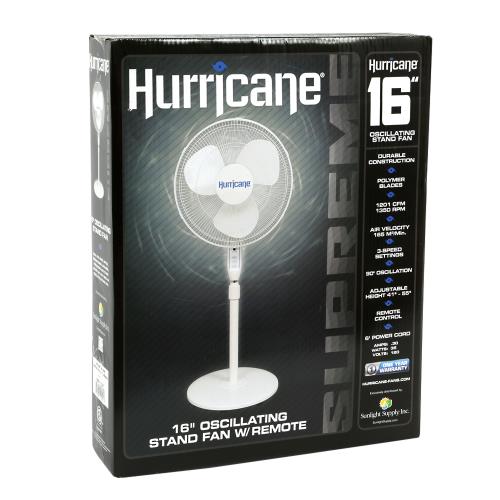 Hurricane Supreme Oscillating Stand Fan w/ Remote 16 in  - Hurricane - Happy Hydro