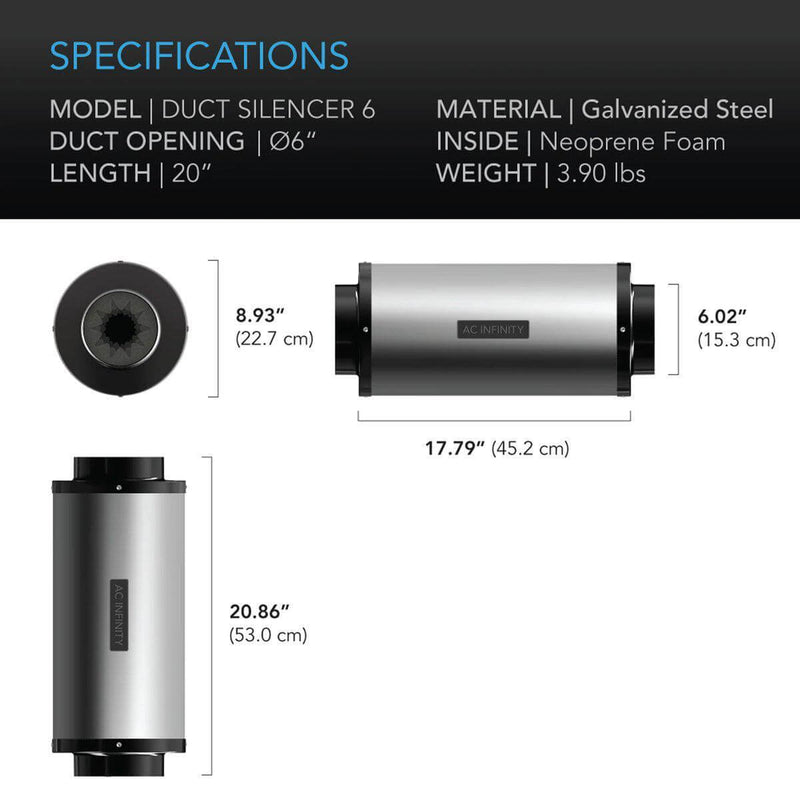 AC Infinity Duct Silencer 6 Inch - AC Infinity - Happy Hydro
