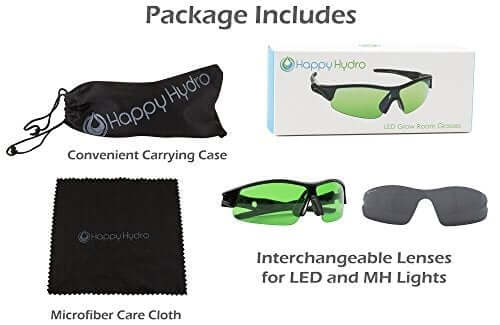 LED Grow Room Glasses UV Blocking Wrap-Around Style with Microfiber Case - Happy Hydro Accessories - Happy Hydro
