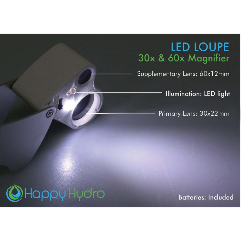 LED Magnifying Loupe with Light (30x & 60x Zoom) - Happy Hydro Accessories - Happy Hydro