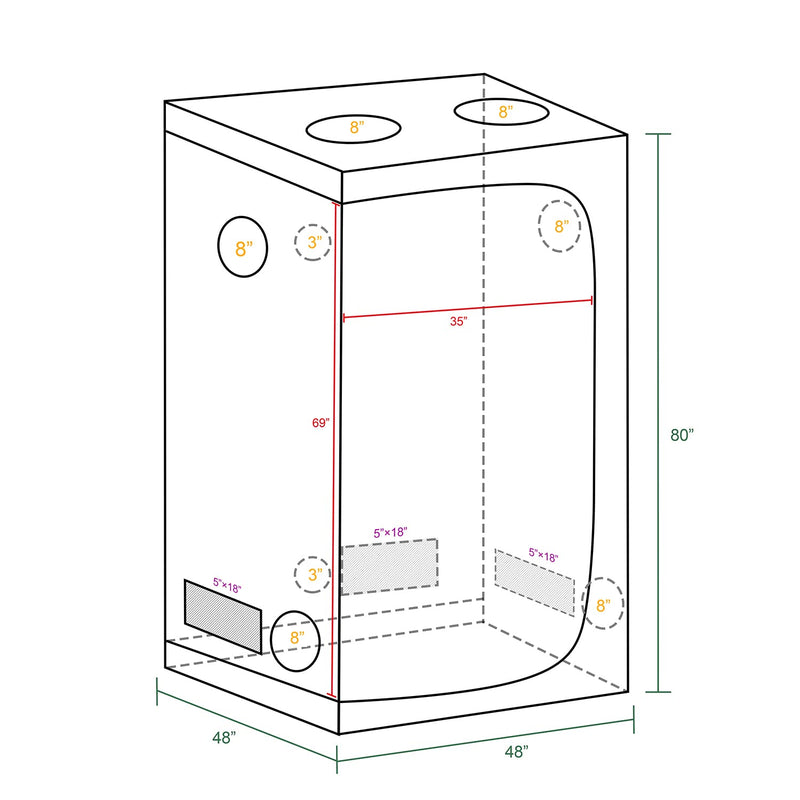 MARS HYDRO 4x4 Grow Tent, 48"x48"x80" - MARS HYDRO - Happy Hydro