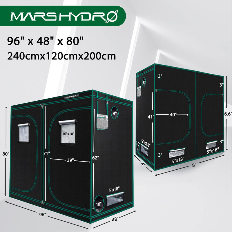 MARS HYDRO 4x8 Grow Tent, 96"x48"x80" - MARS HYDRO - Happy Hydro