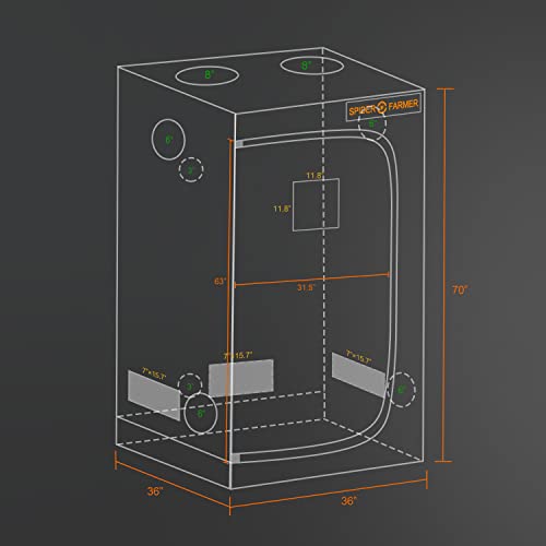 Spider Farmer Pro-Grade 3x3 Grow Tent, 36"x36"x70" - Spider Farmer - Happy Hydro