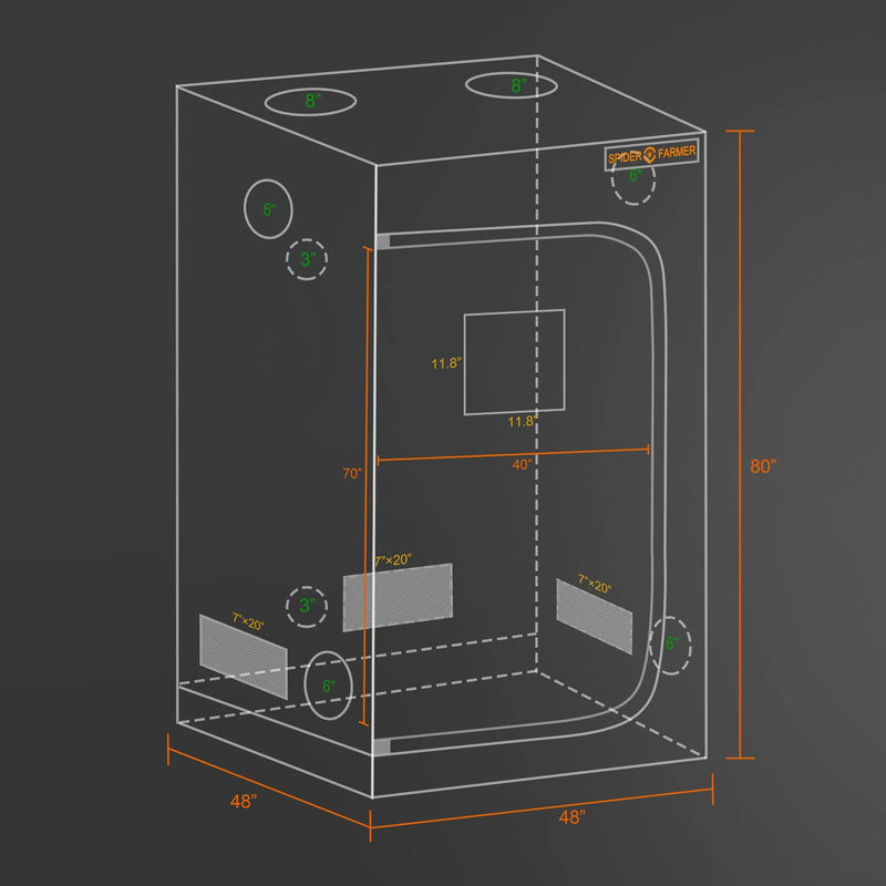 Spider Farmer Pro-Grade 4x4 Grow Tent, 48"x48"x80" - Spider Farmer - Happy Hydro