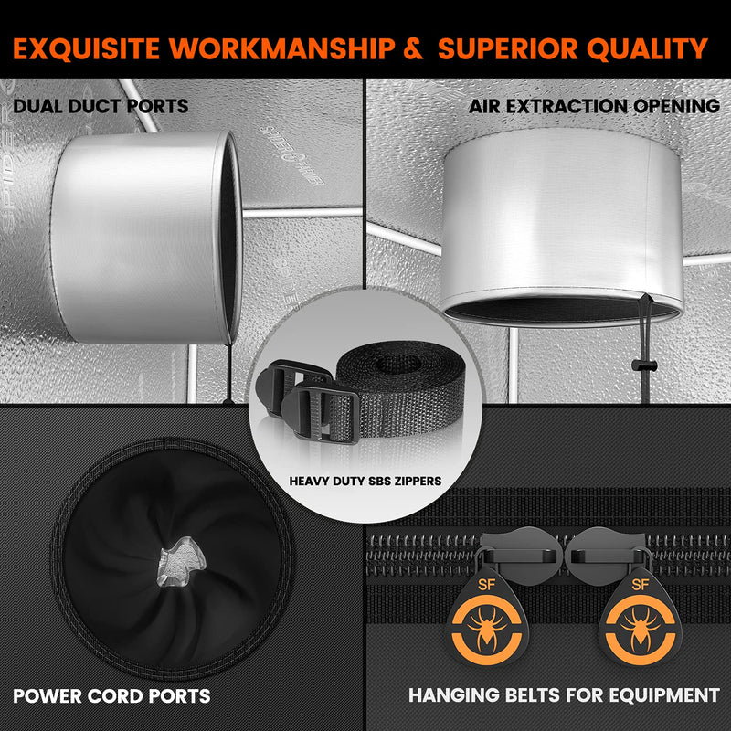 Spider Farmer Pro-Grade 4x4 Grow Tent, 48"x48"x80" - Spider Farmer - Happy Hydro