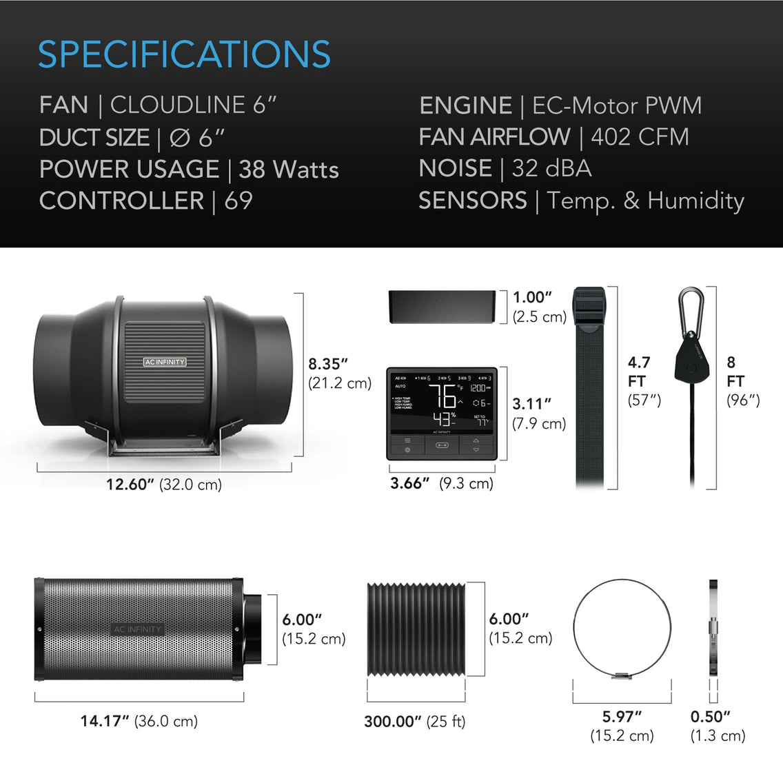 The Essentials' Grow Kit ROI-E720 LED Light AC Infinity Tent & Ventilation 5’ x 5’ - Happy Hydro - Happy Hydro