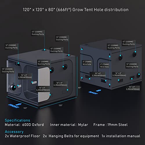 TopoGrow 10x10 Grow Tent - 120"X120"X78" - TopoGrow - Happy Hydro