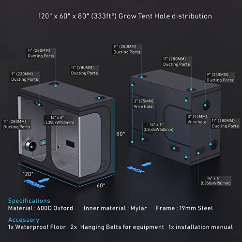 TopoGrow 5x10 Grow Tent 120"X60"X80" - TopoGrow - Happy Hydro