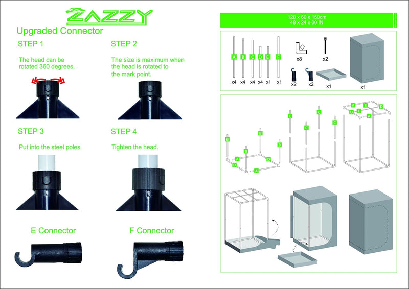 Zazzy 2x4 Grow Tent 48"X24"X60" - Zazzy - Happy Hydro